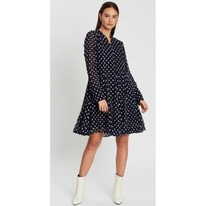 Stine Goya ELISABETH GRID ROYAL SILK Polka Dot Mini Dress Party Cocktail‎ Size M
